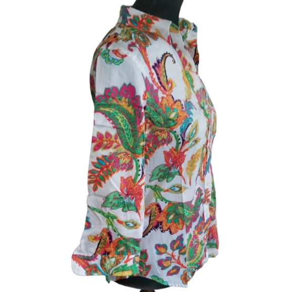 Vintage Lauren Ralph Lauren light cotton button front top sz M - Picture 5 of 6